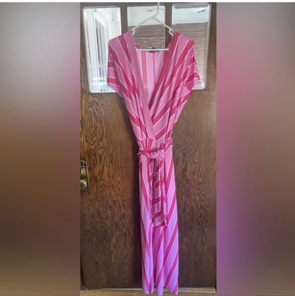 Eloquii Pink Striped Twist-Front Midi Dress - Picture 6 of 6